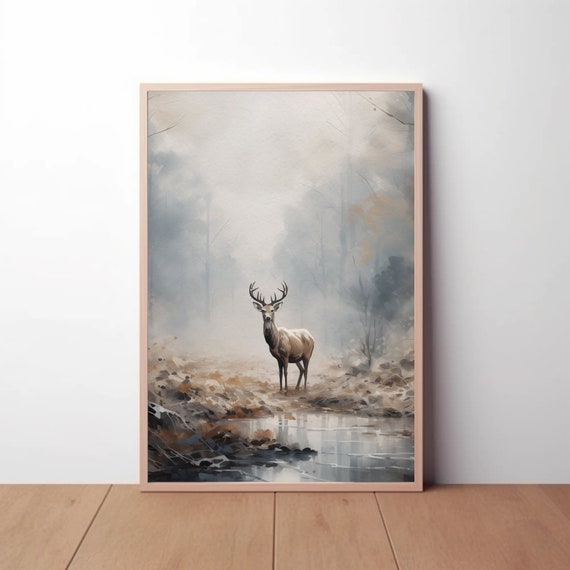 Mystical Morning - Majestic Deer in Enchanted Forest - Digital Painting