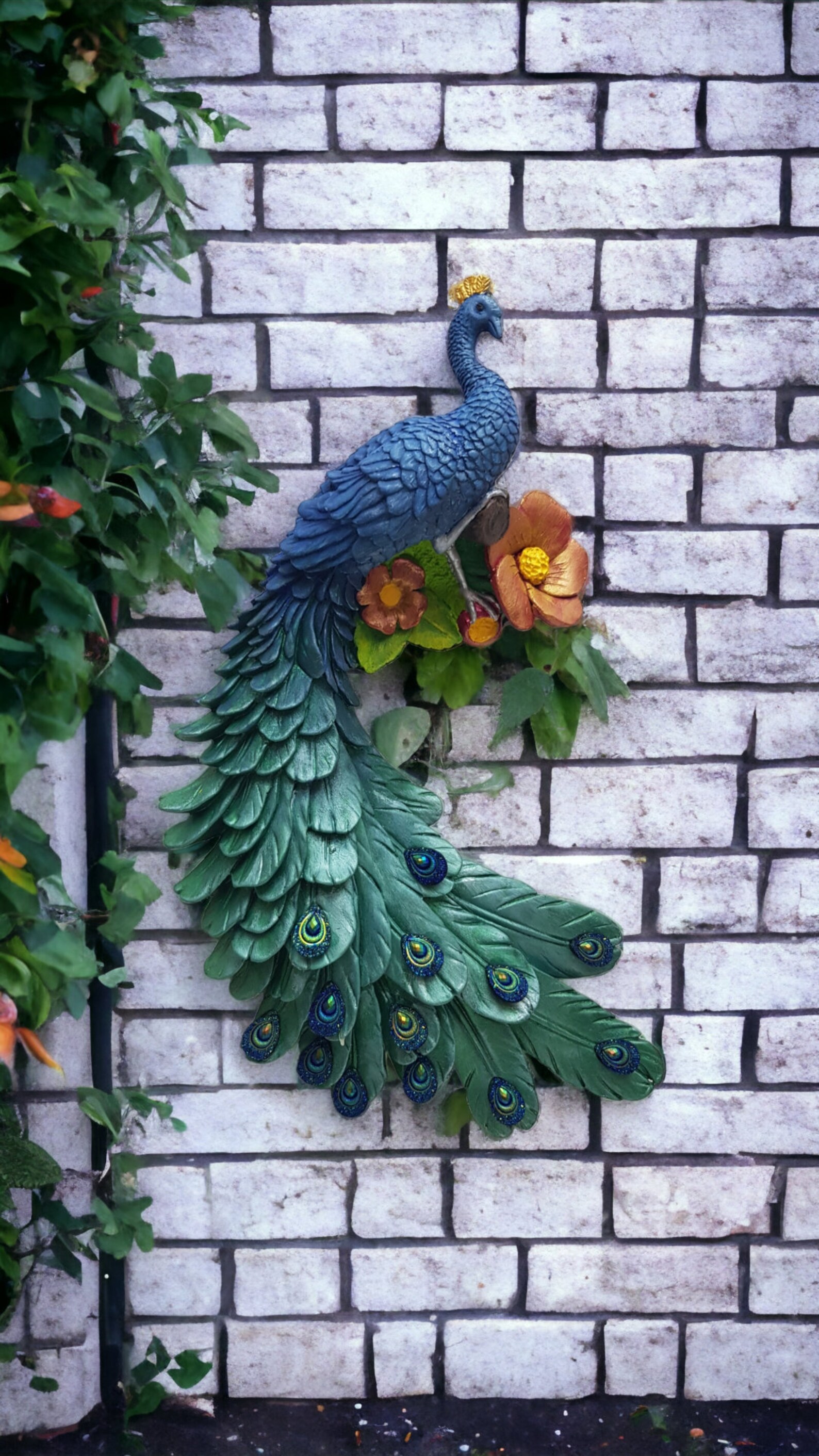 Vintage Peacock Wall Art Living Room Wood Sign Peacock Decor Framed