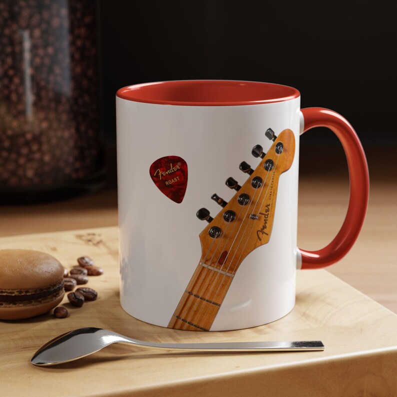 Vintage Stratocaster guitar coffee mug for hard to buy for man for blues musician collectible guitar mugs last minute gift for cool dad image 11