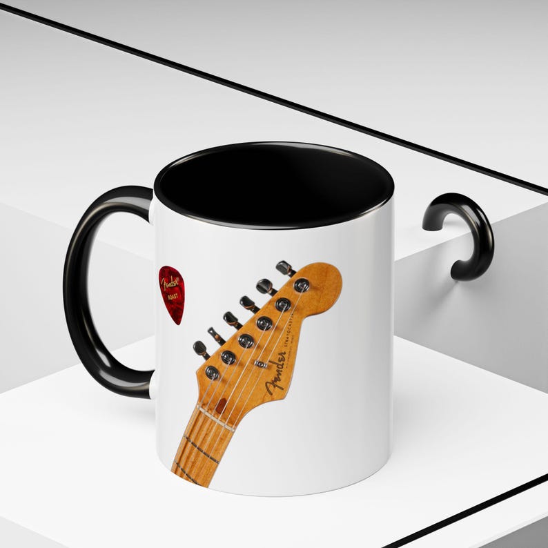 Vintage Stratocaster guitar coffee mug for hard to buy for man for blues musician collectible guitar mugs last minute gift for cool dad image 6