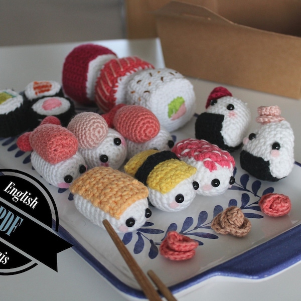 Amigurumi Sushis: Bundle of 5 crochet patterns