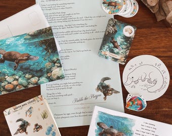 Monthly snail mail club for kids - June Happy Mail, Puddles the Platypus, pen pal letter, Aussie Animal, collectibles, stickers, fact cards