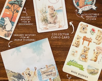 Monthly snail mail club for kids - January Happy Mail, snail mail, pen pal letter, Aussie Animal, collectibles, stickers, fact cards, craft