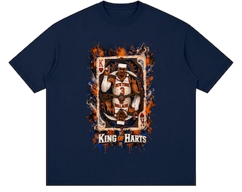 New York Knicks Josh Hart King of Hearts Basketball Shirt, Orange Blue Fan Tee