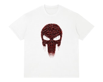 Punisher Skull Graphic Tee, Weapon Skull Shirt, Unisex Regular Fit Crewneck T-Shirt