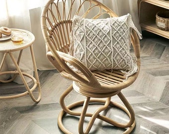 Handemade luxury rattan swivel chair, coffee chair, balcony sofa chair, leisure rattan chair natural rattan chair.