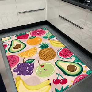 Fruit Rug, Fruit Themed Rug, Fruit Decor Rug, Kitchen Decor Rug, Colorful Rug, Home Decor Rug, Decorative Rug, Popular Rug, Personalized Rug