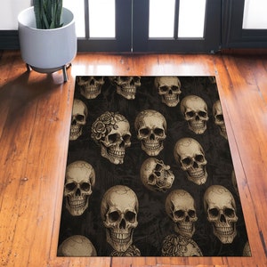 Skull Rug, Skeleton Rug, Skeleton Themed Rug, Rose Rug, Decorative Rug, Living Room Decor, Home Decor Carpet, Modern Rug, Popular Rug