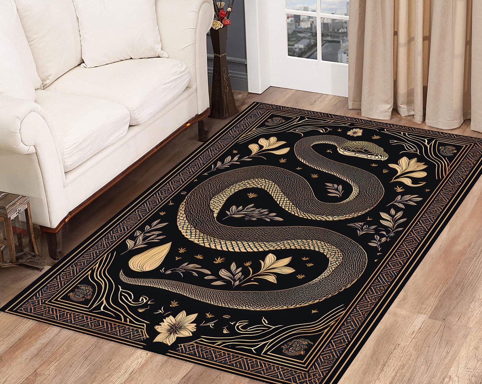 Snake Rug, Animal Rug, Snake Themed Rug, Snake Pattern Rug, Minimalist ...