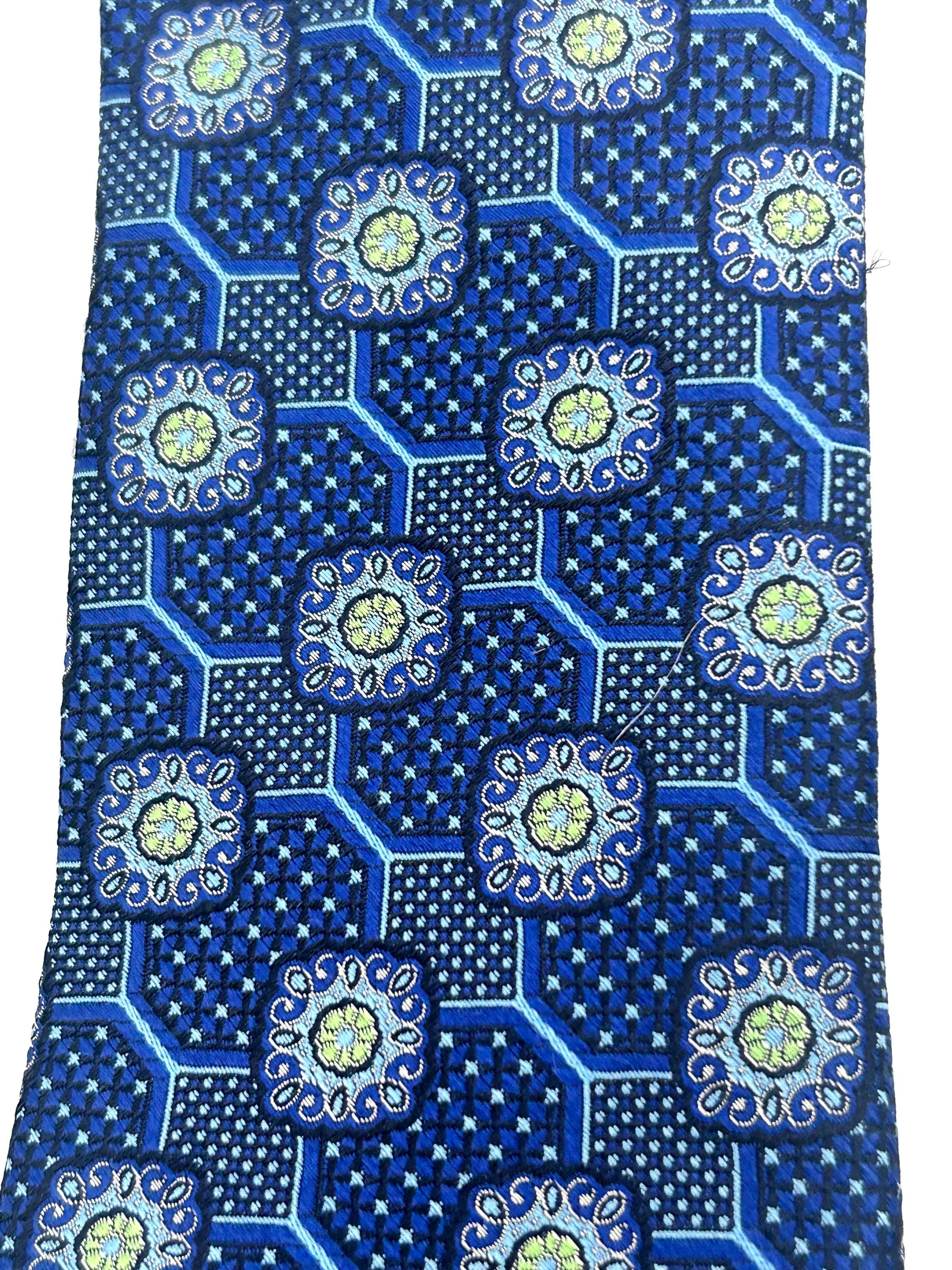 Vintage John W. Nordstrom Silk Tie: Red Diamond Grid, Photo  John W. Nordstrom Silk Tie Men’s 62” Red White Blue Woven Geometric Wide New main image 2
