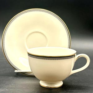 Olympia  Footed Cup and Saucer Set by Royal Doulton Fine Bone China Vintage Dinnerware