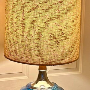 Large Mid Century Blue Glass 2 light Table Lamp.