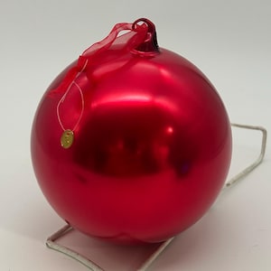 Frontgate 6” Red  Hand Blown Glass Ball Ornament Vintage