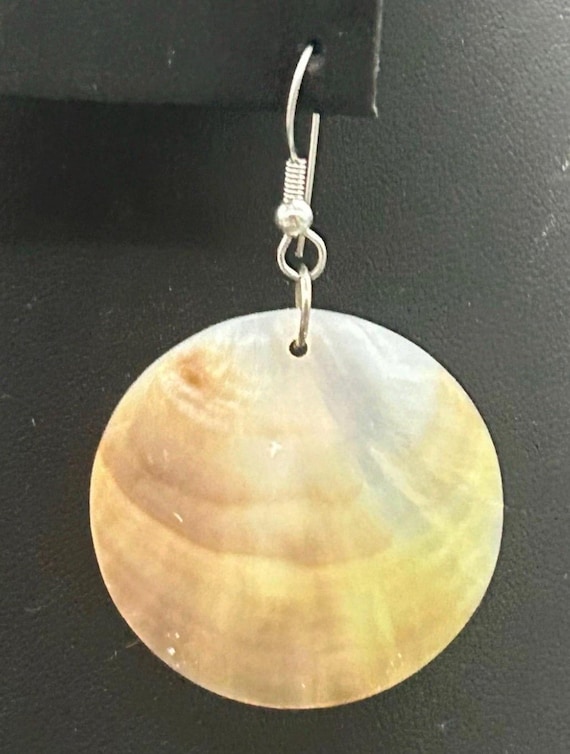 Natural  Abalone Shell Dangle Drop Hook Earrings … - image 3