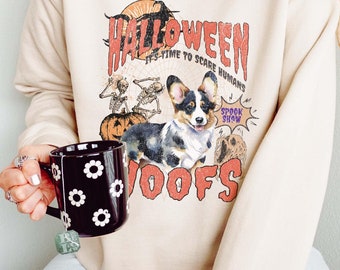Corgi Halloween Sweatshirt, Dog Halloween Sweatshirt for Dog Owner, Spooky Season Gift, Funny Halloween Shirt