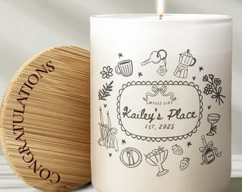 Personalized new home candle, cute coquette housewarming gift, new house candle, realtor closing gift, couple gift, Homeowner Candle Gift