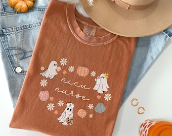 NICU Nurse Halloween Team Comfort Colors Shirt, Halloween Nurse Shirt, Neonatal ICU Nurse T-shirt, Minimalist Nicu Fall Shirt