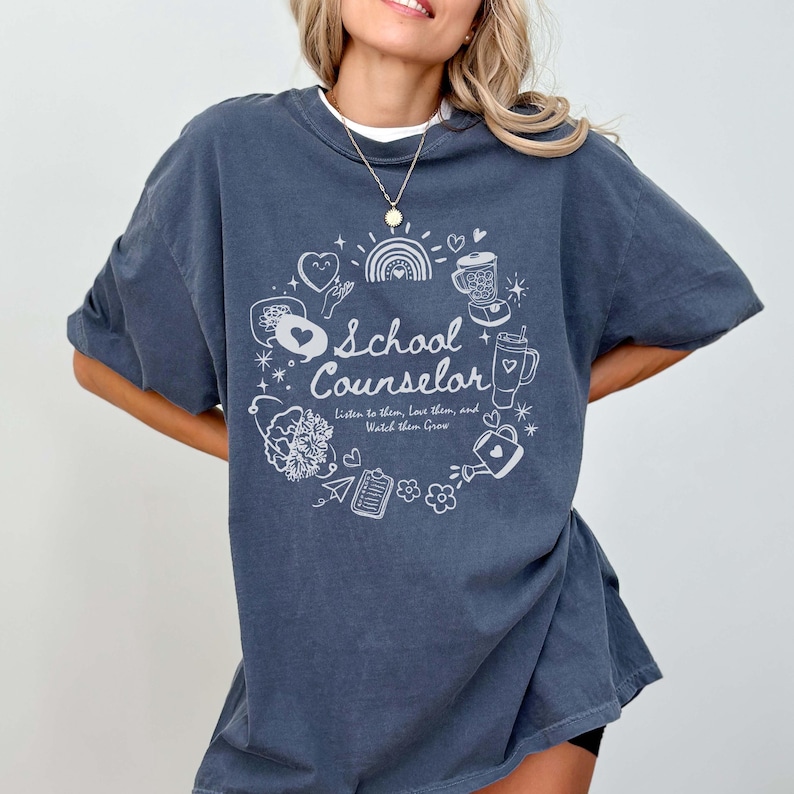 School Counselor Gift Comfort Colors Shirt, Appreciation Gift For School Counselor, School Psychologist Shirt, School Counseling Therapy Tee Denim