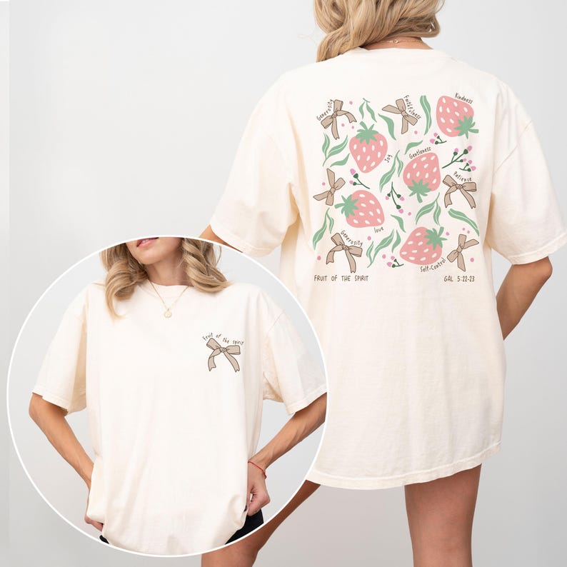 Fruit of the Spirit Boho Christian Strawberry Shirt, Bible Verse Shirt ...