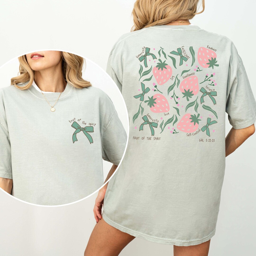 Fruit of the Spirit Boho Christian Strawberry Shirt, Bible Verse Shirt ...