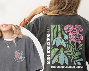 Boho Christian Shirt, Customized Birth Month Flower Bible Verse Tee, Vintage Comfort Colors Apparel, Faith Shirt, Women's Religious Gift