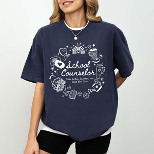 School Counselor Gift Comfort Colors Shirt, Appreciation Gift For School Counselor, School Psychologist Shirt, School Counseling Therapy Tee Navy