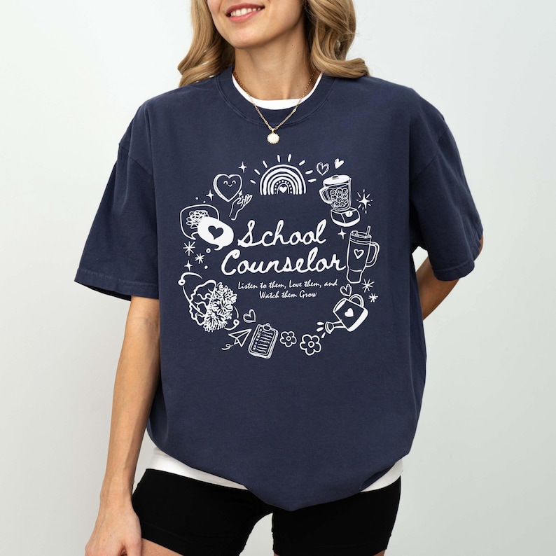 School Counselor Gift Comfort Colors Shirt, Appreciation Gift For School Counselor, School Psychologist Shirt, School Counseling Therapy Tee Navy