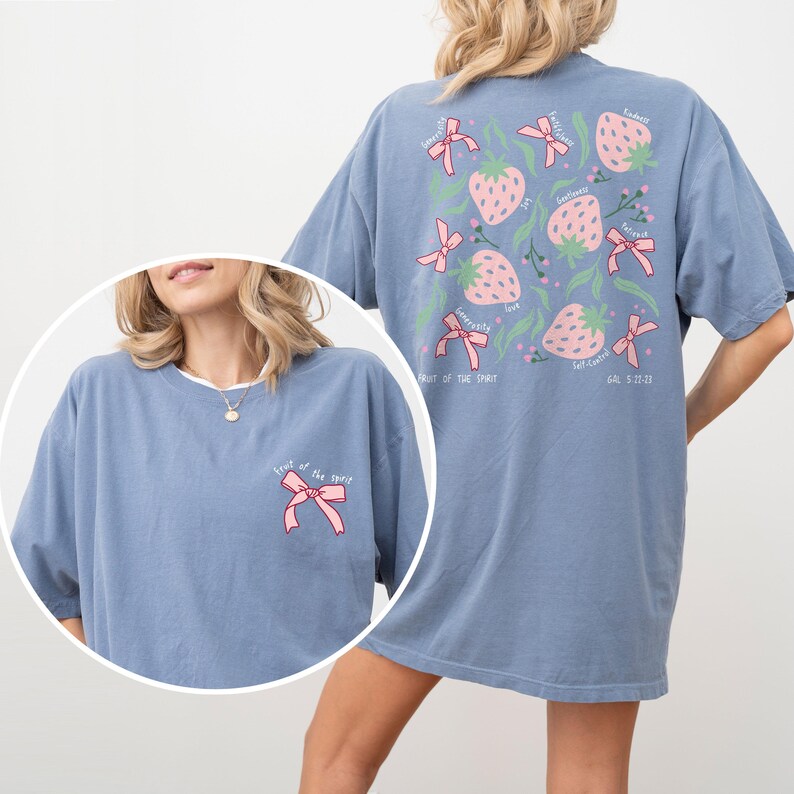 Fruit of the Spirit Boho Christian Strawberry Shirt, Bible Verse Shirt ...