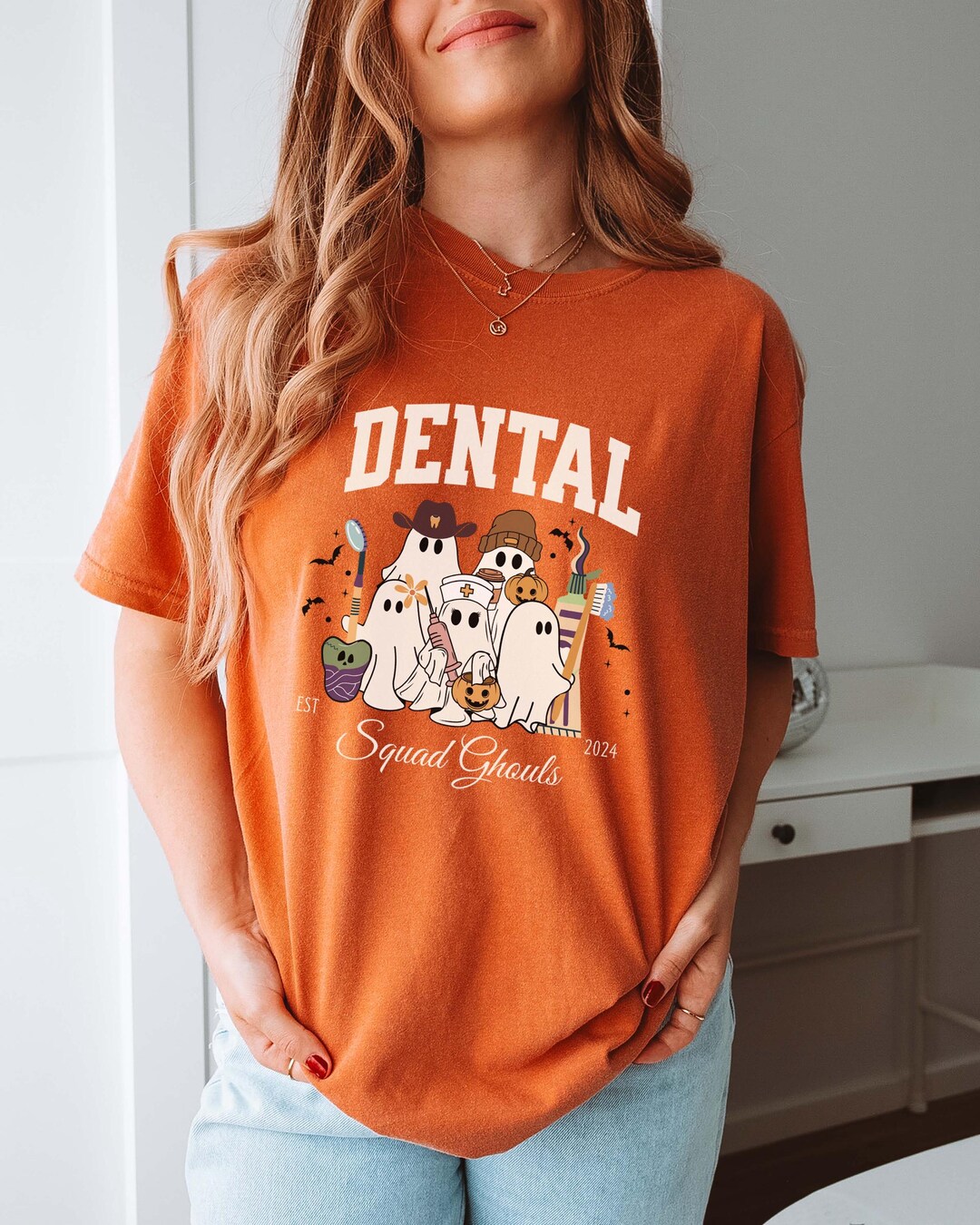 Dentist Office Halloween Team Comfort Colors Shirt, Dental Squad Ghouls ...
