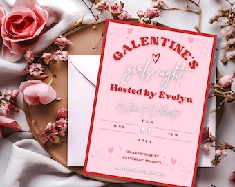 Galentine's Invite, Galentine's Party Invite, Girls Only Invite, Friend Valentine's, Valentine's Day Invite, Canva Invitation, Girls Night