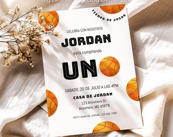 Spanish Boy First Basketball Birthday Invite, Rookie Year Invite, Basketball Invitation, Boy 1st Birthday Invite, Sports Birthday, BD2056