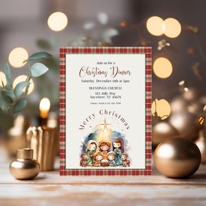 Editable Nativity Christmas Invitation, Church Christmas Dinner, Christmas Invitation, Christian Christmas, Religious Invite, BD4049