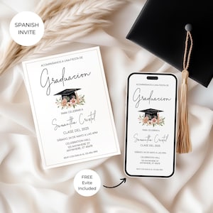 Invitación editable para fiesta de graduación en español, plantilla de anuncio de graduación, invitación para fiesta de graduación, invitación para fiesta de graduación "Ella lo hizo", BD1046