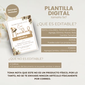 Puede incluir: Una plantilla digital para una invitaci&oacute;n a una cena de Navidad. La plantilla presenta un dise&ntilde;o festivo con un fondo marr&oacute;n, un &aacute;rbol de Navidad y el texto "Cena de Navidad". La plantilla es de 5x7 pulgadas y es editable. El texto dice "Acomp&aacute;&ntilde;anos a una Cena de Navidad" (Acomp&aacute;&ntilde;anos a una Cena de Navidad).