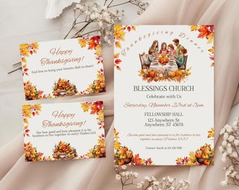 Religious Thanksgiving Dinner Invitation, Let's Gather Invitation, Fellowship Invitation, Thanksgiving Invite, Friendsgiving, BD2021