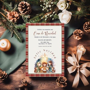 Editable Spanish Nativity Christmas Invitation, Church Christmas Dinner, Christmas Invitation, Christian Christmas, Religious Invite, BD4050