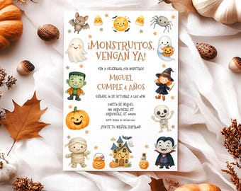 Spanish Kid Halloween Birthday Invitation, Cute Halloween Birthday Invitation, Costume Birthday Party Invite, Mexican Kids Invite, BD2106