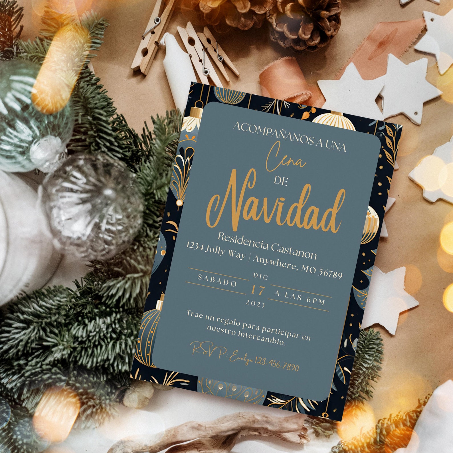Spanish christmas dinner invitation noche buena invitacion navide a