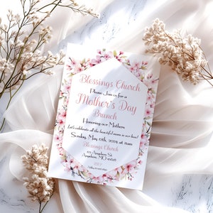 Mother&#39;s Day Floral Brunch Invitation, Mother&#39;s Day Brunch, Church Brunch Invitation, Floral Invitation, Mother&#39;s Day Celebration, BD1019