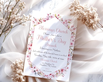 Mother's Day Floral Brunch Invitation, Mother's Day Brunch, Church Brunch Invitation, Floral Invitation, Mother's Day Celebration, BD1019