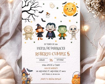 Spanish Boy Costume Halloween Birthday Invitation, Halloween Birthday Invitation, Costume Birthday Party Invite, Mexican Kids Invite, BD2108