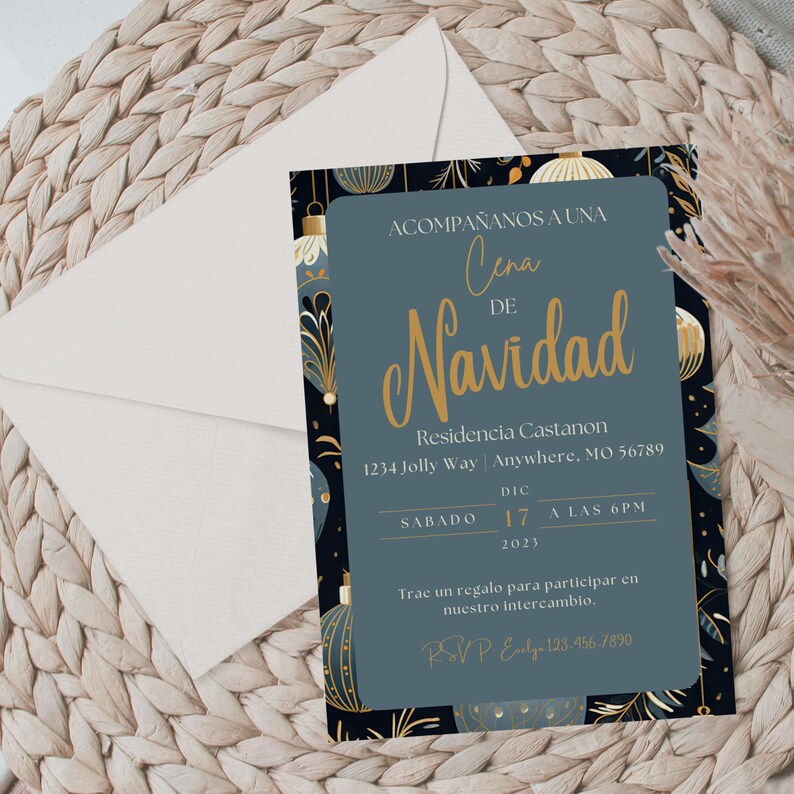Spanish christmas dinner invitation noche buena invitacion navide a