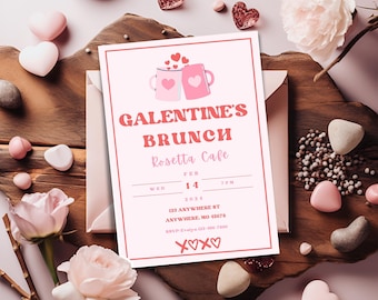 Galentine's Invite, Galentines Brunch, Party Invitation, Galentines Day, Canva Invitation, Valentine Party Invitation, Editable Invite, XOXO