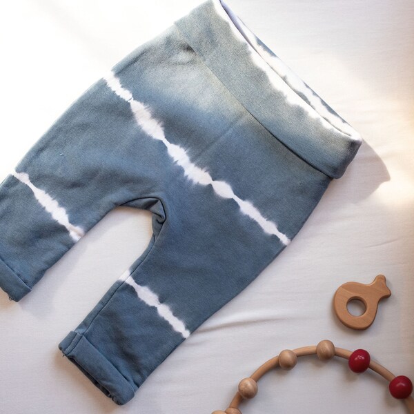 Comfy TENCEL™ Lyocell Indigo Traditional Tie-Dye Basic Baby Pants, Soft and Cozy Tie- Dye Baby Pants, Coming Home Outfit, Baby Shower Gift