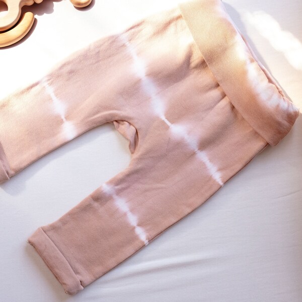 Comfy TENCEL™ Lyocell Salmon Pink Tie-Dye Basic Baby Pants, Soft and Cozy Tie- Dye Baby Pants, Coming Home Outfit, Baby Shower Gift