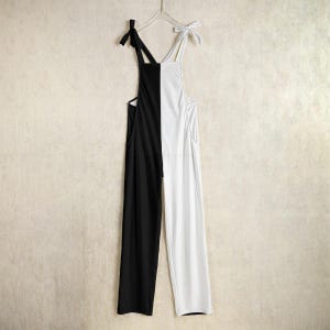 Pierrot Costume Overalls: Black and White Clowncore Jester Pants