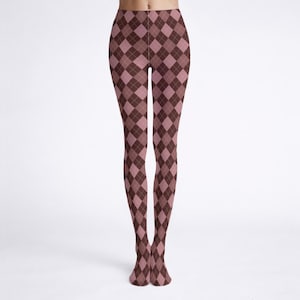Argyle Tights, Harlequin Patterned Tights, Diamond Pattern Pantyhose, Clowncore Clothing
