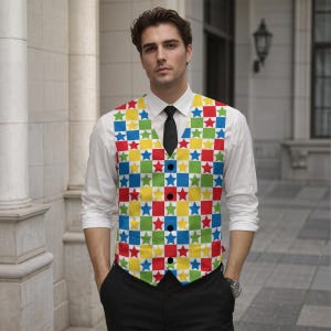 Clown Vest, Circus Waistcoat, Kidcore Sleeveless Jacket, Halloween Outfit Ideas, Clowncore Clothing