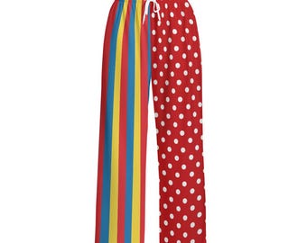 Spodnie klauna, spodnie kostiumowe: odzież clowncore z rozcięciem, ubrania na Halloween