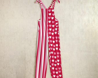Jumpsuit clownkostuum, Clowncore-broek, overall met gestreepte en hartprint